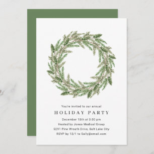 Watercolor Greenery Wreath Corporate Holiday Party Einladung