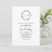 Watercolor Greenery Wreath Wedding Einladung (Stehend Vorderseite)