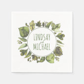 Watercolor Greenery Wreath Wedding Serviette (Vorderseite)