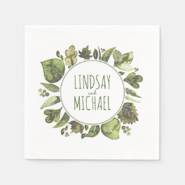 Watercolor Greenery Wreath Wedding Serviette