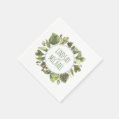 Watercolor Greenery Wreath Wedding Serviette (Ecke)