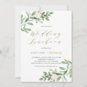 Watercolor Greeney White Floral Wedding Luncheon Einladung (Vorderseite)