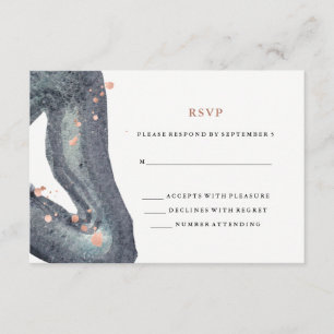 Watercolor Grey Geode Wedding RSVP Karte