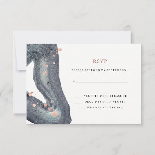 Watercolor Grey Geode Wedding RSVP Karte (Vorderseite)