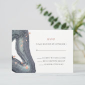 Watercolor Grey Geode Wedding RSVP Karte (Stehend Vorderseite)