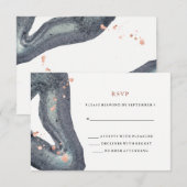 Watercolor Grey Geode Wedding RSVP Karte (Vorne/Hinten)