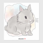 Watercolor Grey lionhead bunny Aufkleber (Blatt)