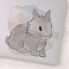 Watercolor Grey lionhead bunny  Aufkleber