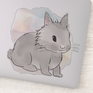 Watercolor Grey lionhead bunny  Aufkleber