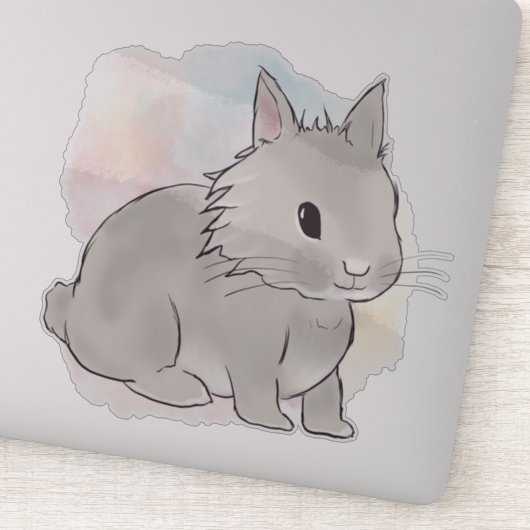 Watercolor Grey lionhead bunny Aufkleber (Detail)