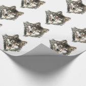 Watercolor Grey Wolf Head or Logo Geschenkpapier (Ecke)
