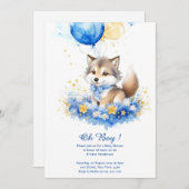 Watercolor Grey Wolf Pup Kinderdusche Einladung (Vorne/Hinten)