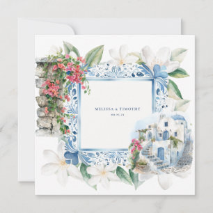 Watercolor Griechenland   Hochzeitsservietten Einladung