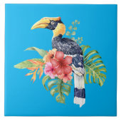 Watercolor Großer Hornbill Bird Fliese (Vorderseite)