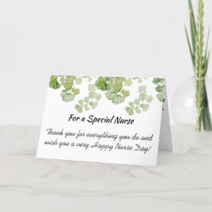 Watercolor Grün Floral Frohen Tag der Krankenschw Dankeskarte