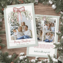 Watercolor-Grün-Gingham-Foto-Weihnachten