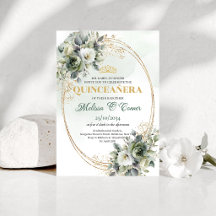 Watercolor-Grün-Gold-Quinceañera-Geburtstag