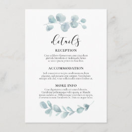 Watercolor grün Hochzeitsgäste Informationen Begleitkarte