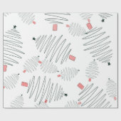 Watercolor Grün und Rote Weihnachtsbäume Geschenkpapier (Flach)