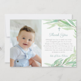 Watercolor Grüne Grüne Christening oder Geburtstag Dankeskarte