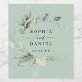 Watercolor Grüne Hochzeit Weinliebhaber Weinetikett (Einzelnes Label)