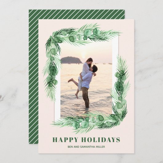 Watercolor Grüne Weihnachten Foto (Vorne/Hinten)