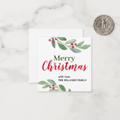 Watercolor Grüne Weihnachtskarten Mitteilungskarte (Vorderseite/Rückseite Beispiel)