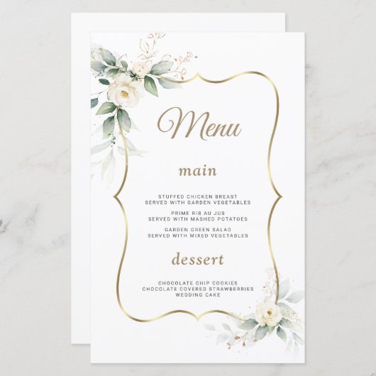 Watercolor Grüne Weiße Blume Hochzeit Gold (Vorne/Hinten)