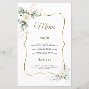 Watercolor Grüne Weiße Blume Hochzeit Gold