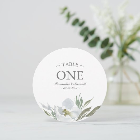 Watercolor-grüne weiße und graue Tischnummer (Stehend Vorderseite)