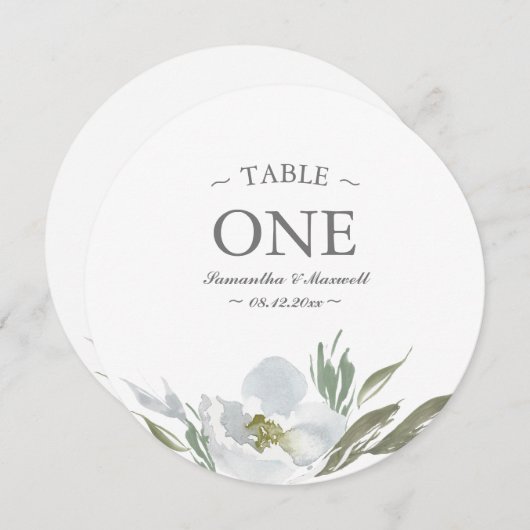 Watercolor-grüne weiße und graue Tischnummer (Vorne/Hinten)