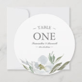 Watercolor-grüne weiße und graue Tischnummer (Vorderseite)
