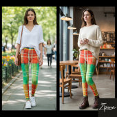 Watercolor Grunge Rainbow Plaid Tartan Texture Leggings