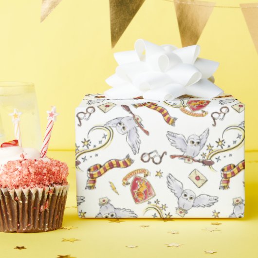 Watercolor GRYFFINDOR™ Hedwig-Muster Geschenkpapier (Geburtstagsparty)