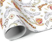 Watercolor GRYFFINDOR™ Hedwig-Muster Geschenkpapier (Rolleneckpunkt)