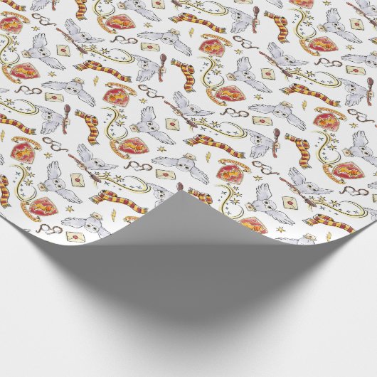 Watercolor GRYFFINDOR™ Hedwig-Muster Geschenkpapier (Ecke)