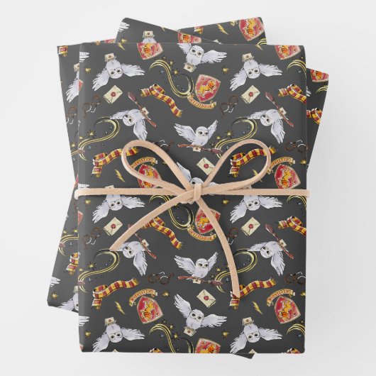 Watercolor GRYFFINDOR™ Hedwig-Muster Geschenkpapier Set (Beispiel)