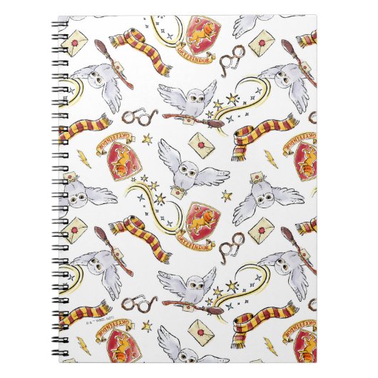 Watercolor GRYFFINDOR™ Hedwig-Muster Notizblock (Vorderseite)