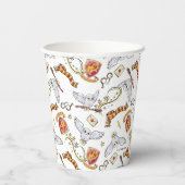 Watercolor GRYFFINDOR™ Hedwig-Muster Pappbecher (Rückseite)