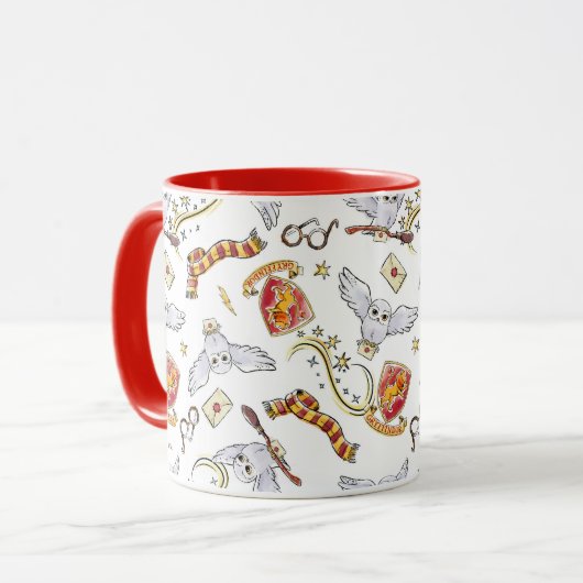 Watercolor GRYFFINDOR™ Hedwig-Muster Tasse (Vorderseite Links)