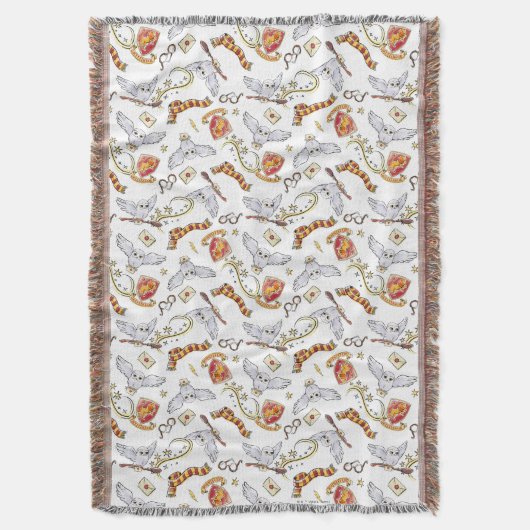 Watercolor GRYFFINDOR™ Hedwig Pattern Decke (Vorderseite Vertikal)