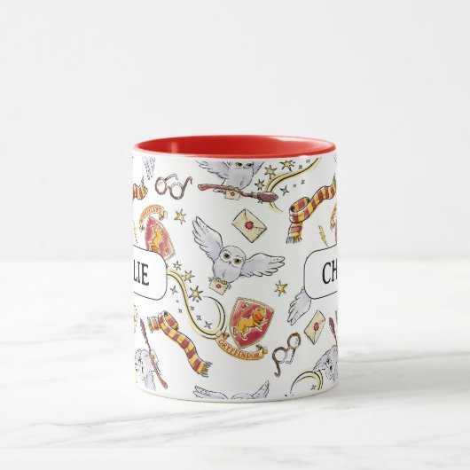 Watercolor GRYFFINDOR™ Hedwig Pattern Tasse (Zentrum)