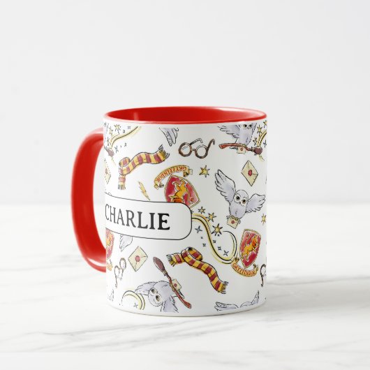Watercolor GRYFFINDOR™ Hedwig Pattern Tasse (Vorderseite Links)