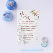 Watercolor Guess Who Brautparty Spielkarte Flyer (Einzeln)