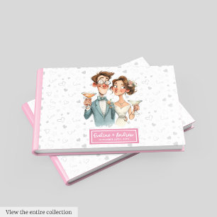 Watercolor Guest Book Funny Wedding Quirky Couple Gästebuch