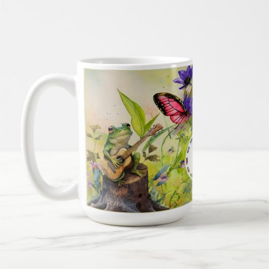 Watercolor Guitar Frog Butterfly Kaffeetasse (Links)