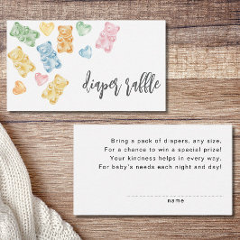 Watercolor Gummy Bears Baby Shower Diaper Raffle Begleitkarte