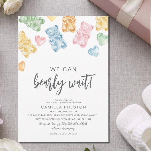 Watercolor Gummy Bears Baby Shower Einladung