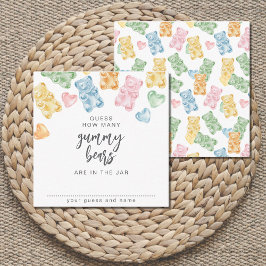 Watercolor Gummy Bears Baby Shower Game Begleitkarte