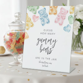 Watercolor Gummy Bears Baby Shower Game Sockelschild